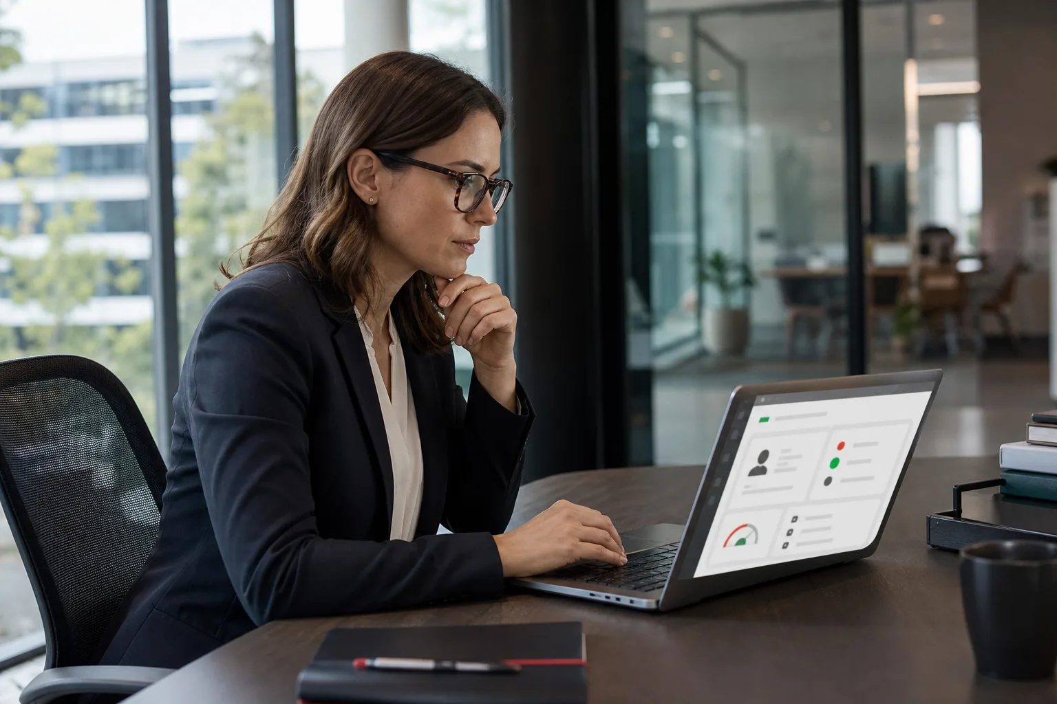 Compliance professional reviewing customer identity and screening results